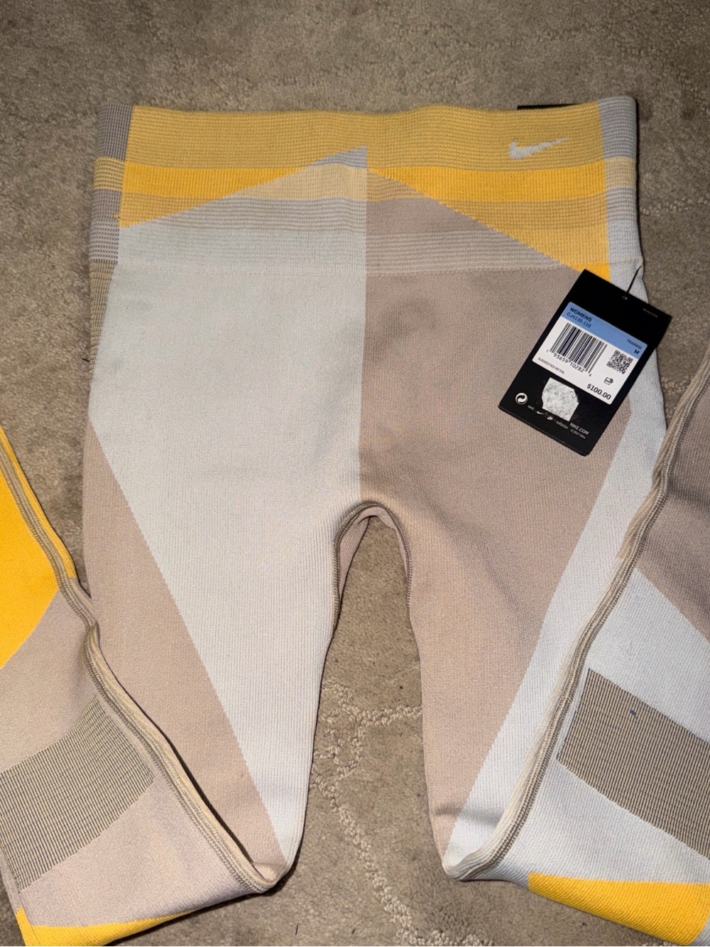 Nike Yellow, Beige & Light Gray Colorblock Leggings